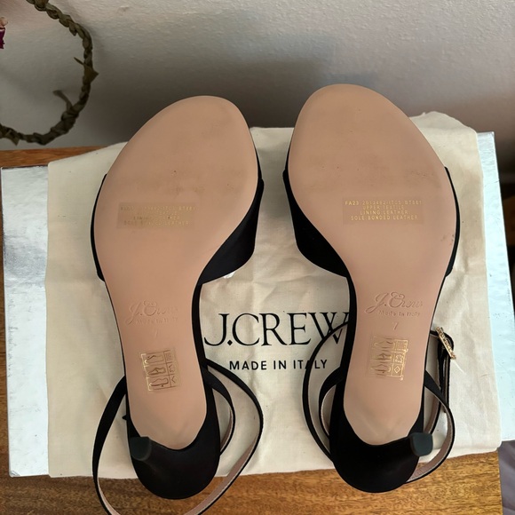NIB J. Crew Satin Peep Toe Rylie Sandal in Black Sz 37 - Picture 6 of 9